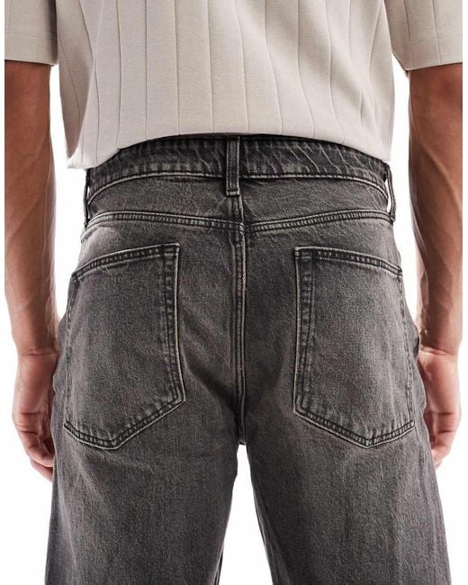 ASOS Gray Straight Fit Jeans With Yellow Tint for men