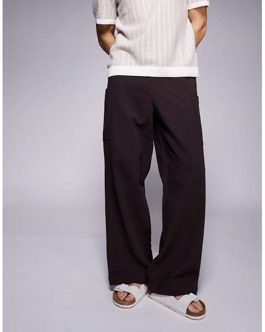 ASOS Oversized Broek Met Linnenlook En Baggy Pasvorm in het Brown voor heren
