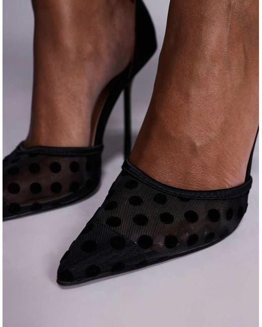 SIMMI Brown Simmi London Mandisa Polka Dot Mesh Heeled Shoes
