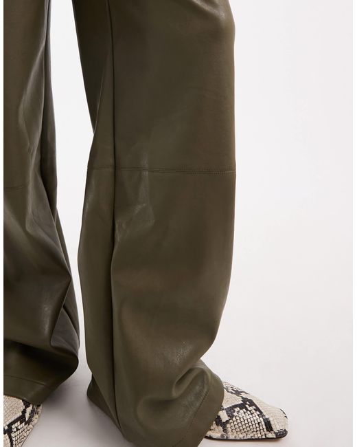 ASOS White Tall Low Rise Mansy Faux Leather Trousers