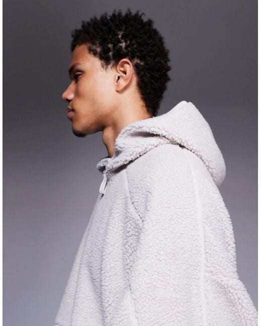 Sweat à capuche ultra oversize en polaire avec col cheminée zippé ASOS pour homme en coloris Gray