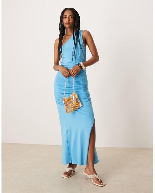 ASOS Blue – gerafftes maxikleid