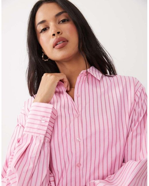 Missy Empire Pink Poplin Oversized Shirt