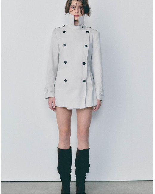 Stradivarius Gray – kurzer basic-trenchcoat