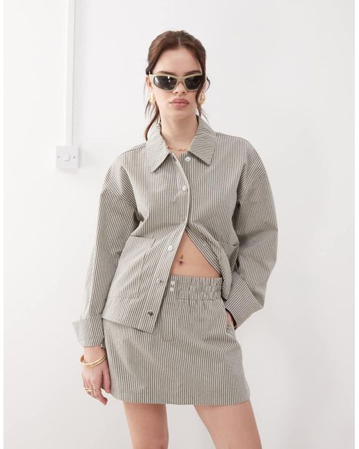 Camicia Grigia A Righe di Noisy May in Gray