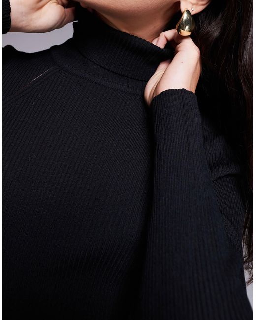 River Island Black Flippy Knitted Belted Mini Dress