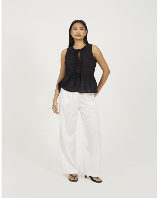 Brave Soul Black Shirred Tie Front Vest