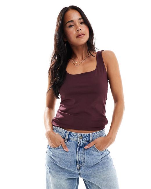 Vero Moda Red 2 Way Square Neck Jersey Top