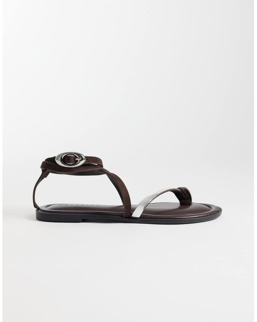 ASOS Metallic Florence Toe Loop Strappy Sandals