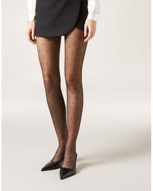 Calzedonia White Sheer Polka Dot Tights