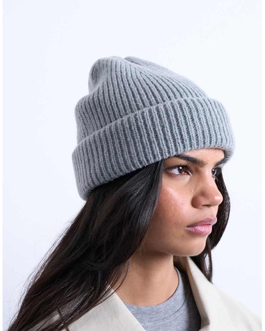 TOPSHOP White Henry Ribbed Beanie