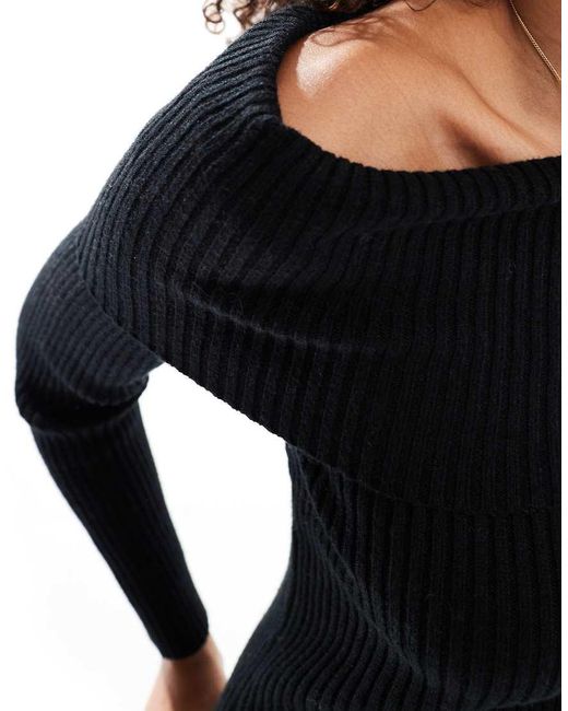 ONLY Blue Off Shoulder Knitted Jumper
