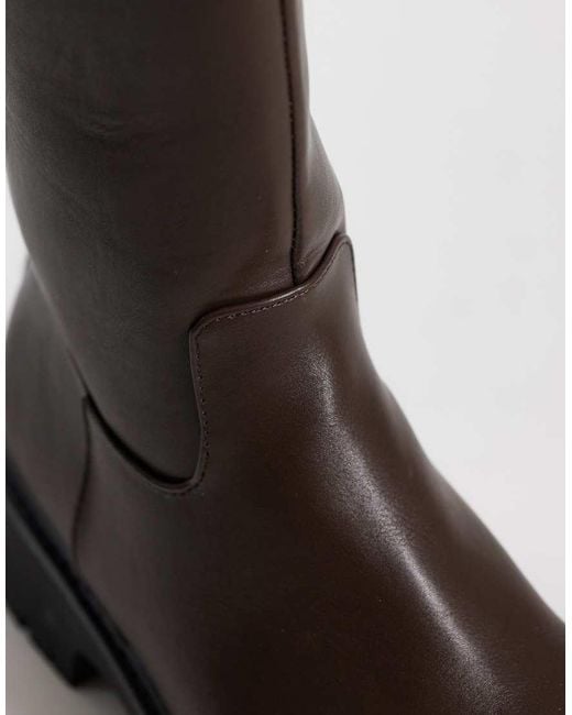 London Rebel Black Clove Chunky Knee Boots