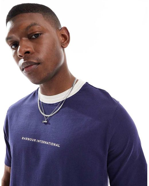 Barbour Blue Caleb Tipped T-shirt for men