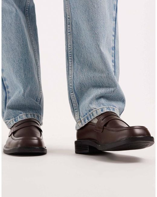 SEQWL Blue Square Toe Loafers for men