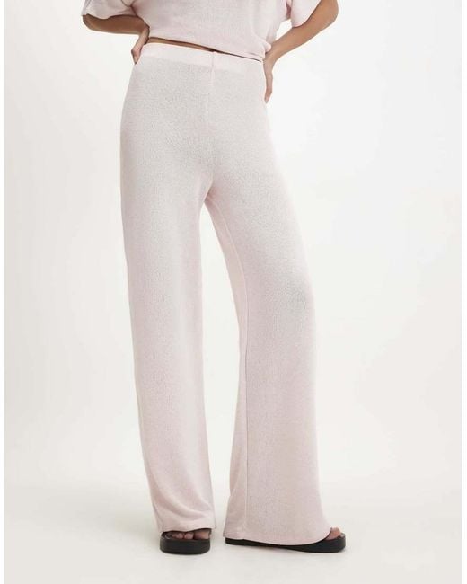 River Island Natural Textured Wide Leg Trousers