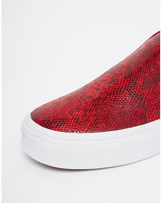 Scarpe da ginnastica classiche senza lacci rosse effetto pelle di serpente  martellata di Vans in Rosso | Lyst