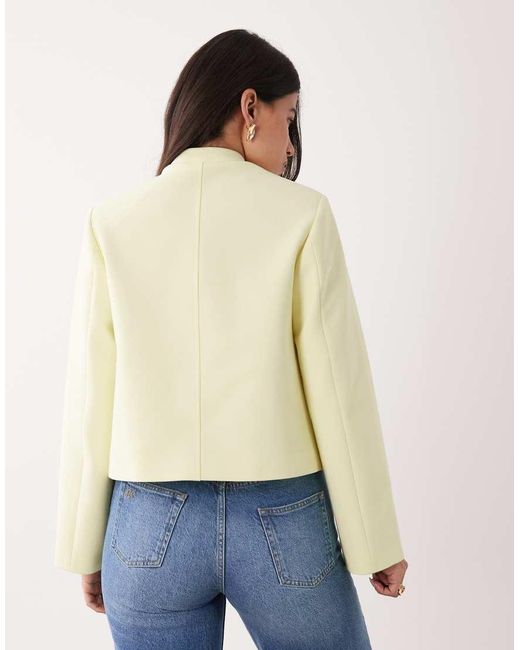 ASOS Natural Boxy Chuck On Mandarin Collar Blazer