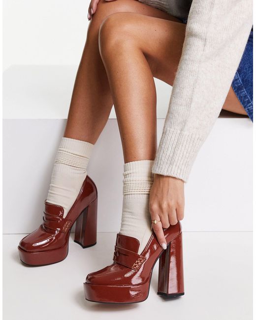 ASOS Pippin Platform Heeled Loafers | Lyst