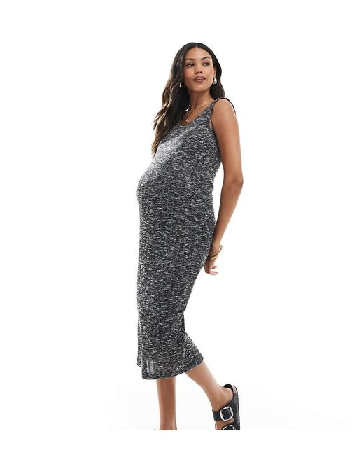 Mama.licious Gray Mamalicious Maternity Ribbed Knit Tank Dress