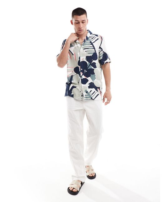 Only & Sons Blue Regular Fit Linen Mix Shirt for men