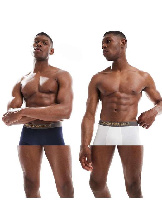 Emporio Armani Brown Bodywear 2 Pack Bamboo Logo Trunks for men
