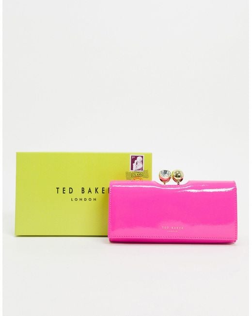 Ted Baker Pink Elador Crinkle Patent Bobble Neon Purse