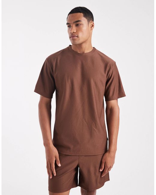 T-shirt oversize plissé d'ensemble - marron Only & Sons pour homme en coloris Brown
