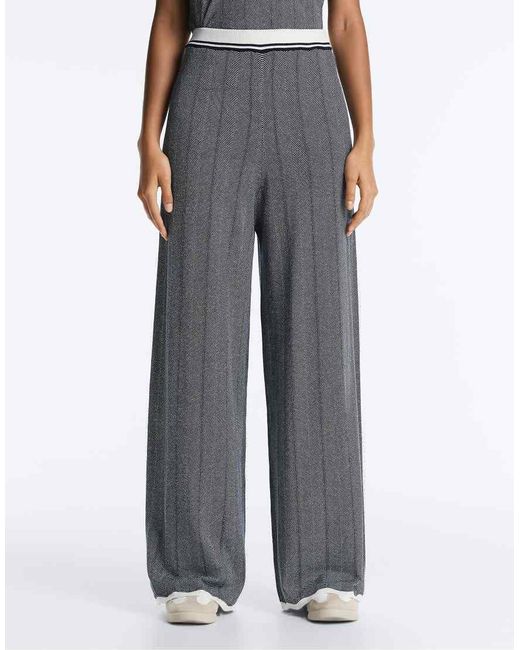 Oysho Multicolor Herringbone Knit Straight-Leg Trousers