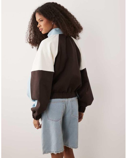 ASOS Multicolor Interlock Funnel Neck Zip Through Jacket Co-ord With Contrast Panels