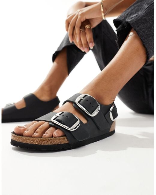 Birkenstock Black – milano – sandalen aus em geöltem leder mit großen schnallen