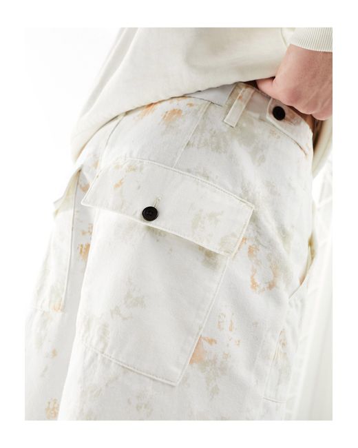 Pantalones cortos color con estampado tie dye Farah de hombre de color White