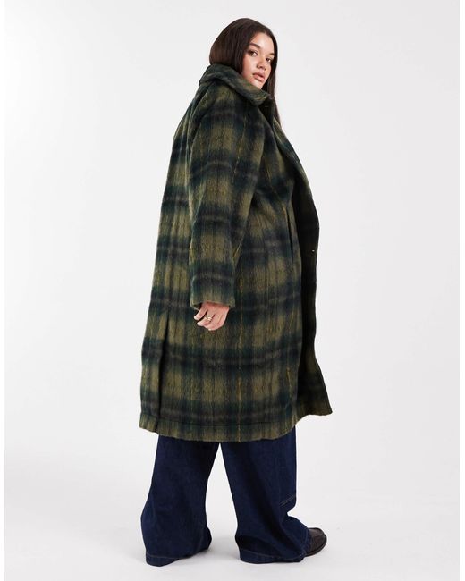 Manteau long aspect laine brossée à carreaux - foncé Noisy May en coloris Blue