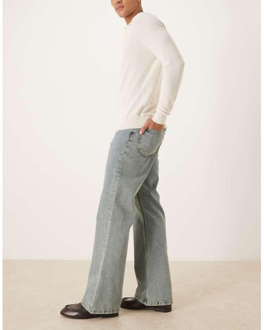 ASOS Natural Wide Flare Jeans for men