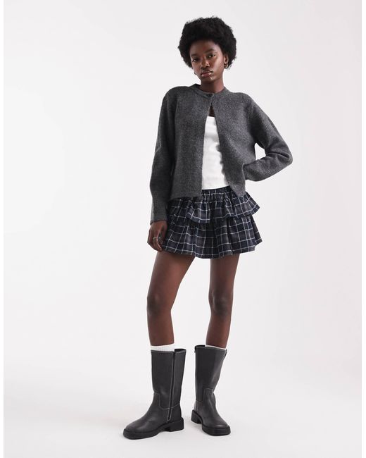 ONLY Gray One Button Crew Neck Cardigan