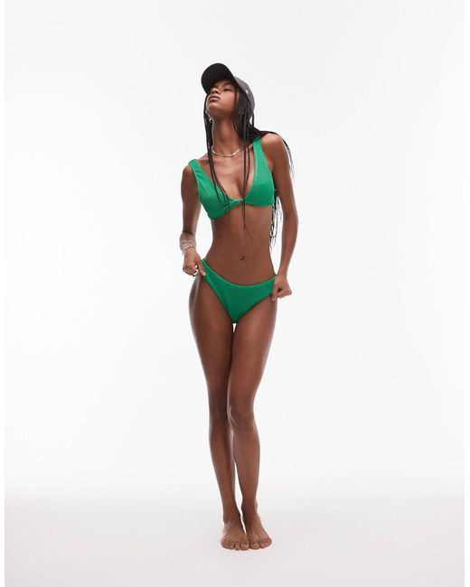 TOPSHOP Green Santorini Brazilian Bikini Bottoms