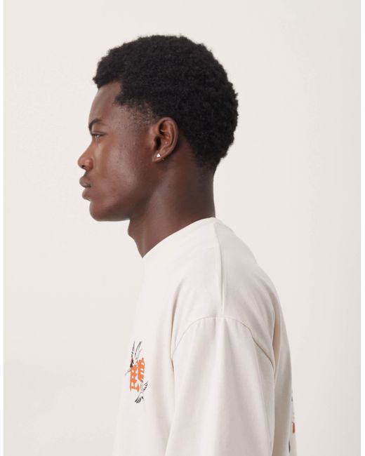 SELECTED White Oversized T-Shirt With Crane Back Print for men