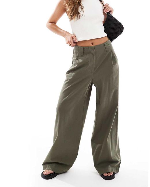 ASOS Green Wide Leg Flannel Pants