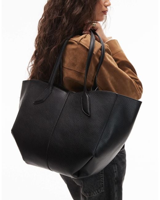 ASOS Black Textured Tote Bag With Pinched Corners