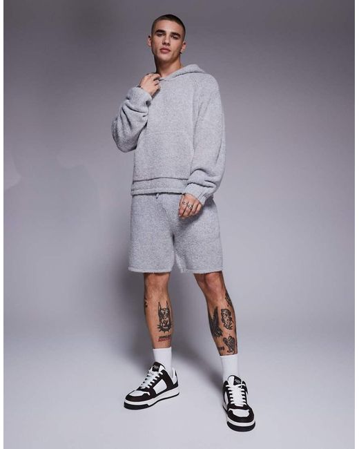 Sudadera Gris Jaspeado Con Capucha De Punto De Bouclé De (Parte De Un Conjunto) The Couture Club de hombre de color Gray