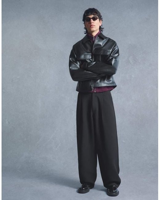 Bershka Gray Super baggy Tailored Trousers for men