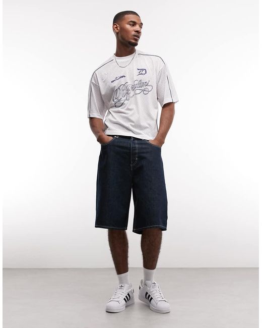 ASOS White Boxy Oversized Drop Shoulder T-shirt With Football Graphic for men