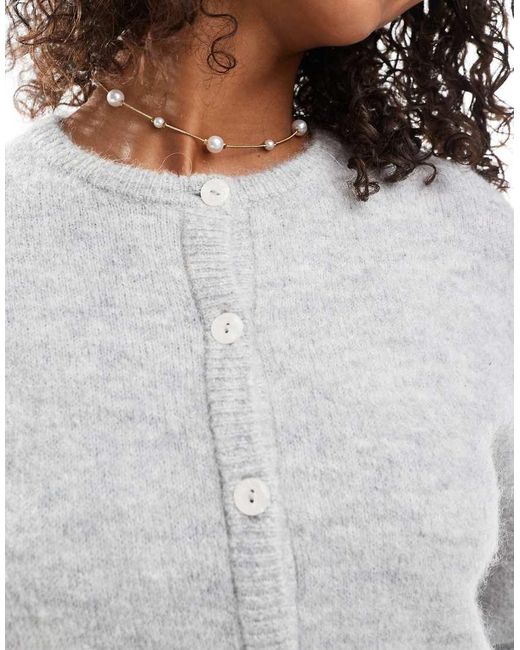 Gina Tricot Gray Crew Neck Knit Wool Alpaca Cardigan