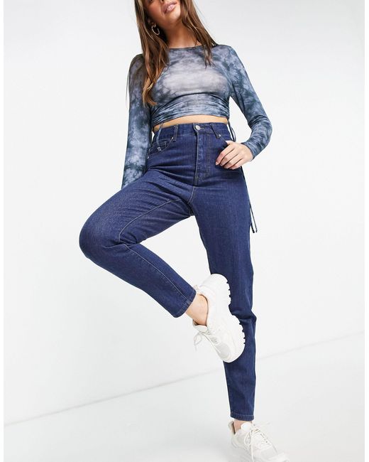 I Saw It First Denim High Waisted Mom Jeans in Blue - Lyst