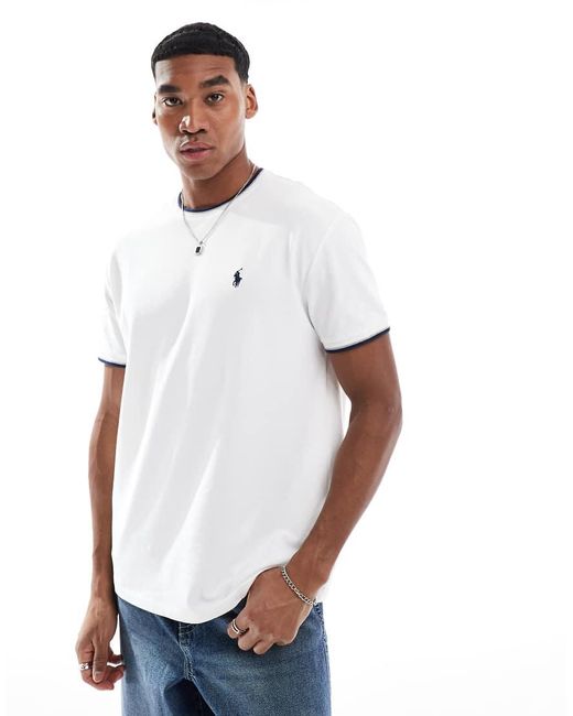 Polo Ralph Lauren White Icon Logo Tipped Pique T-shirt Classic Oversized Fit for men