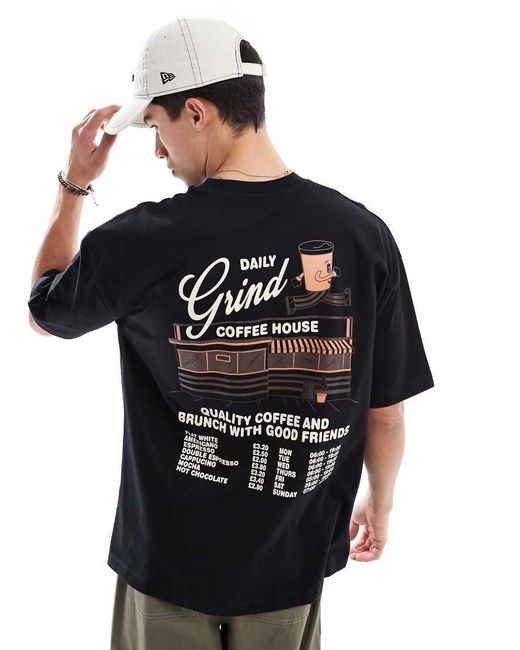 ASOS Black Oversized T-Shirt With Cartoon Graphic for men