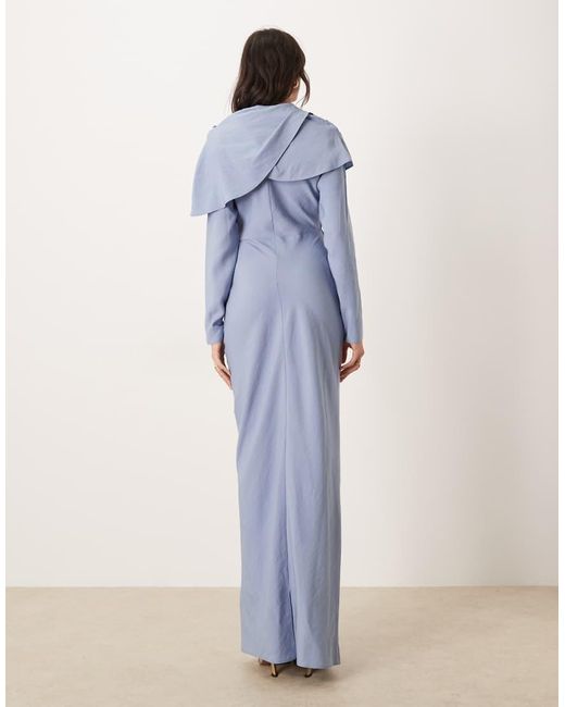 ASOS Blue Asos Design Tall High Neck Draped Bodice Maxi Dress