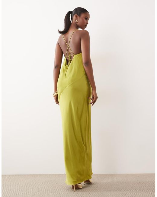 ASOS Yellow Hybrid Satin Panel Cami Maxi Dress