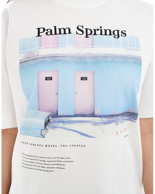 ONLY White Oversized T-shirt With Palm Spring Print