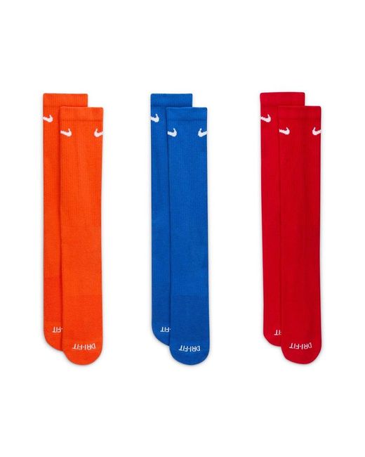 Nike Orange Everyday Cushioned Plus 3 Pack Crew Socks for men